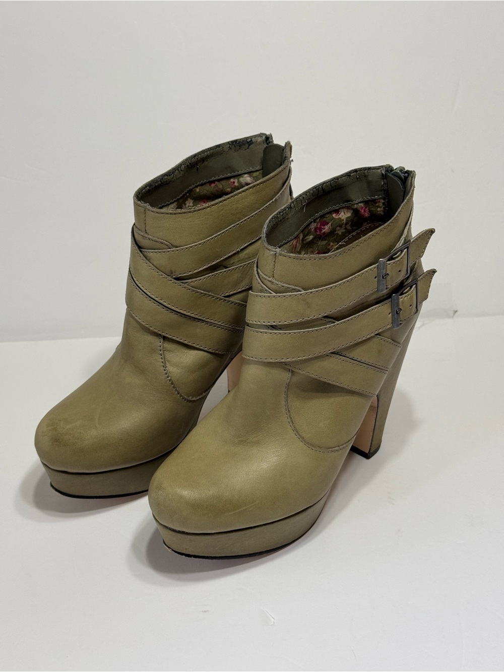 Seychelles Theory Platform Booties Gray Leather Boots Women’s Sz 7